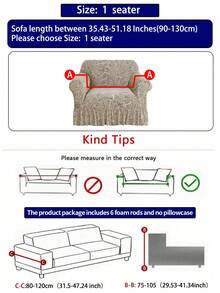 1pc Milk Silk Printed Sofa Slipcover With Ruffle Hem, High Elasticity, Machine Washable, Pet Proof, Suitable For Various Occasions - Multicolor - View 15