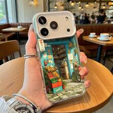Funda para teléfono diseño vintage de tienda en azul claro con impresión de frutas y flores coloridas para iPhone 14 Pro Max  Galaxy S23 Plus, opción de regalo ideal para todas las estaciones - Negro - Ver 3