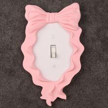 1pc Lolita Style Pink Bow Switch Decorative Panel, Girly Lighting Wall Switch Cover, Home Wall Switch Beautifying Accessory - Multicolor - View 6