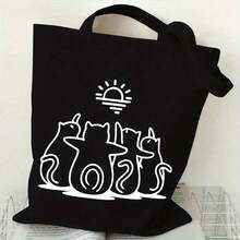 Tote Bag Unisex Shoulder Bag For Commuting Travel Daily Use Black And White Color Options Suitable For Beach City Shopping Outdoor Activities - trắng - Xem 6