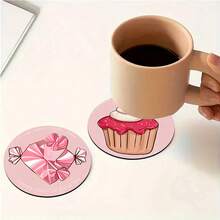 4 piezas /6 piezas /300 piezas Anillos con forma de corazón y posavasos de barro de diatomeas con estampado de pasteles, adecuados para decoración del hogar, cafeterías, meriendas, decoración de restaurantes, fiestas temáticas, decoración diaria y también pueden ser regalos - Multicolor - Ver 5