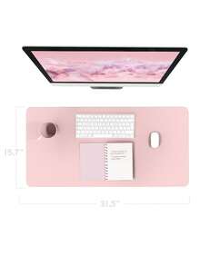 1件纳帕皮革桌面垫，保护垫，鼠标垫，办公桌垫，防滑PU皮革桌面吸墨垫，笔记本电脑桌面垫，皮革鼠标垫，防水皮革易清洁键盘垫鼠标垫，美甲桌面垫，柔软超细纤维PU皮革美甲垫，可折叠美甲休息垫，可重复使用的桌面美甲垫，亚克力美甲桌面垫，防水桌面书写垫，适用于办公室（粉色和黑色） - 彩色 - 查看 5