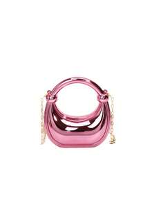 1pc Metallic Mini Crescent Handbag, Shiny Top Handle Chain Crossbody Bag, Lipstick Pouch, Wallet, Party Bag, Suitable For Girls/Students/Girl, Daily Use/Gift/Holiday/Party/Event - Multicolor - View 14