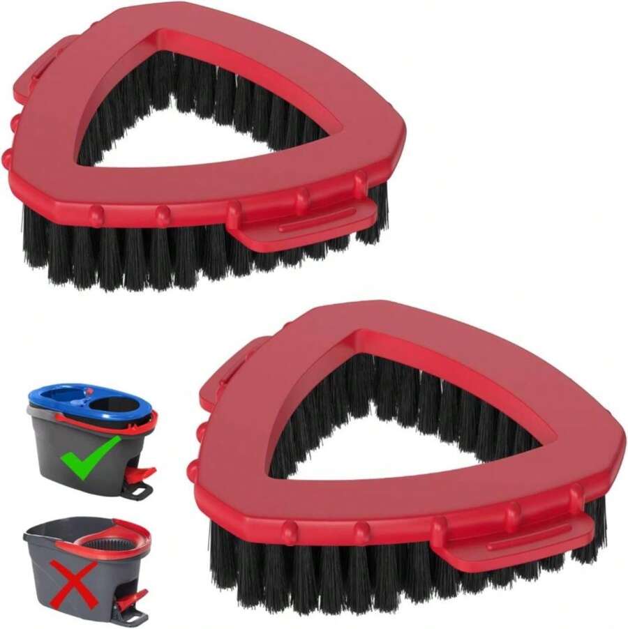 Cabezales de repuesto para mopa giratoria Aifacay, paquete de 2, compatibles con el sistema de 2 tanques O-Cedar RinseClean, cepillo triangular de cerdas duras para limpieza profunda de cocina y baño - ColorH - Ver 1