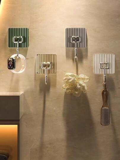 1pc New Seamless Adhesive Hook, No Nail No Drill, Strong Sticky For Kitchen Bathroom Bedroom Wall Hanger For Clothes Towel