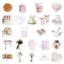 50 Pink Cute Bow Stickers, PVC Self-Adhesive Reusable Variety Of Vinyl Trim For Laptops, Water Bottles, Luggage, And Skateboards - 50 mặt hàng - Xem 3