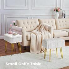 de cambiador con almacenamiento, silla de maquillaje de piel sintetica blanca con 4 patas de metal y pies antideslizantes, asiento acolchado suave, reposapies pequeo otomano, taburete - Blanco - Ver 5