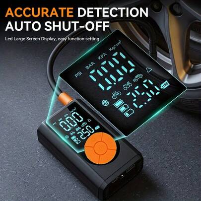Wireless Digital Display Portable Air Compressor Tire Inflator, 150PSI Handheld Smart Air Pump, Suitable For Car Tires, With Rechargeable Battery, Fast Inflation, Auto Shut Off, Includes Inflation Nozzles, Mini Air Pump For Car, Motorcycle, Bicycle, Balls, Etc. Auto Accessories/Christmas Gift, 7.4V 2000mAh Battery