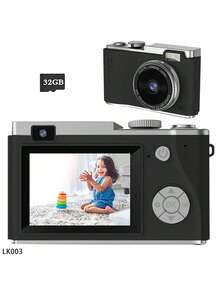 Appareil photo de voyage/pour enfants 4K 48MP à double objectif avec autofocus, zoom optique 16X, écran 2,4", carte 32 Go, flash intégré - léger et portable, convient aux débutants - Multicolore - Voir 18