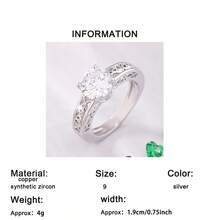 1枚女士优雅闪亮精准单圆合成锆石永恒戒指，镂空设计，适合圣诞节、母亲节、情人节、生日、订婚、结婚、周年纪念日等场合。