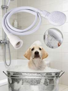 1pc High Pressure Handheld Faucet Sprayer Head With Hose, Adjustable Water Flow Quick Connect Shower Head, Suitable For Bathroom, Kitchen, Pet Washing, Vegetable Rinsing, Plant Watering, Car Washing, Practical Housewarming, Mother's Day, St. Patrick's Day, Easter Gift - White - View 3