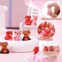 GGSTDDUP 60 Pcs Mini Resin Highland Cow Valentine'S Day Mini Highland Cows Ducks Tiny Resin Figurines Sculpture Ornaments For Desktop Moss Landscape Vase Cake Decor Party Favors - 白色 - 查看 3