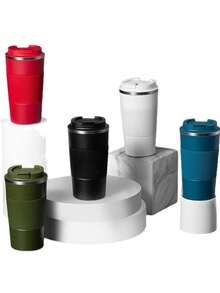 1pc Stainless Steel Mug Fashion Car Travel Mug Silicone Cover Flip Coffee Cup. - Multicolor - View 3