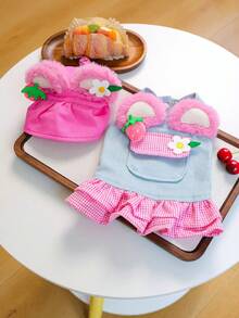 PETCIRCLE 2pcs Pet Clothes, Dog Cat Outfit, Small Dog Puppy Apparel, Cute & Comfortable Strawberry Dress + Hat Set - Multicolor - View 11