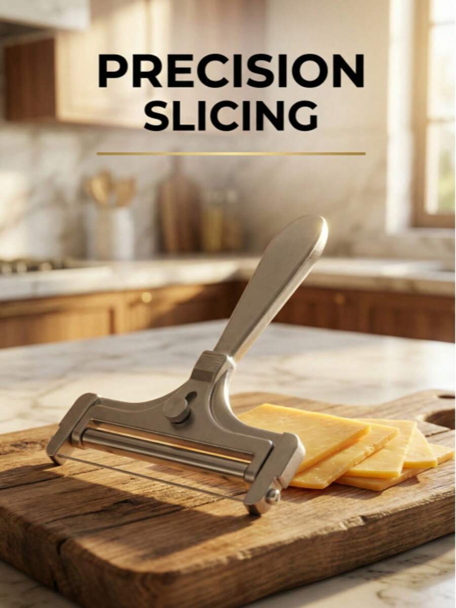这款可调节厚度的奶酪切片器硬度高、经久耐用、耐腐蚀、磨损小，适用于家庭、餐厅、户外露营和烘焙等多种场合。可调节旋钮设计和舒适的手柄使其操作更加便捷，是厨房中实用的小工具。 - 彩色 - 查看 1