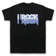 I ROCK HIPSTER RETRO SLOGAN FUNNY COOL ROCKER MENS & WOMENS T-SHIRT - Blue - View 1