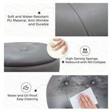 Taburete de Cambiador con Almacenamiento, 19 a 23 Pulgadas de Altura Ajustable de Piel sintetica, Taburete de Maquillaje Giratorio de 360 con Bandeja extrable, otomano Moderno para - Gris - Ver 6