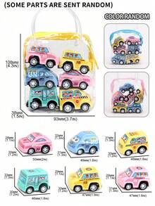 1 Tote Bag With 6 Random Color & Pattern Model Cars, Including Fire Truck, City Service Vehicles, Miniature Inertial Engineering Vehicles, Children Toys, Learning Supplies, Toys, Infant Toys, Baby Toys - Multicolor - View 6