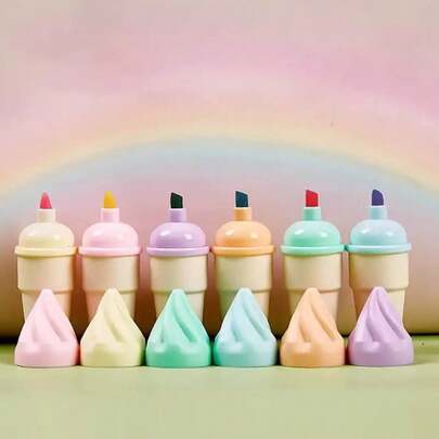 一套1支可爱冰淇淋造型荧光笔，迷你荧光笔，适合书写