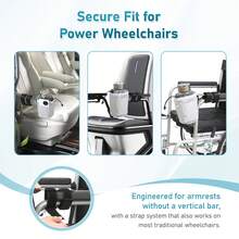 TYYIHUA Cup Holder And Phone Holder For Power Wheelchair, Compatible With Most Electric Wheelchairs, Secure & Convenient Drink Carrier, Grey - 灰色 - 查看 2