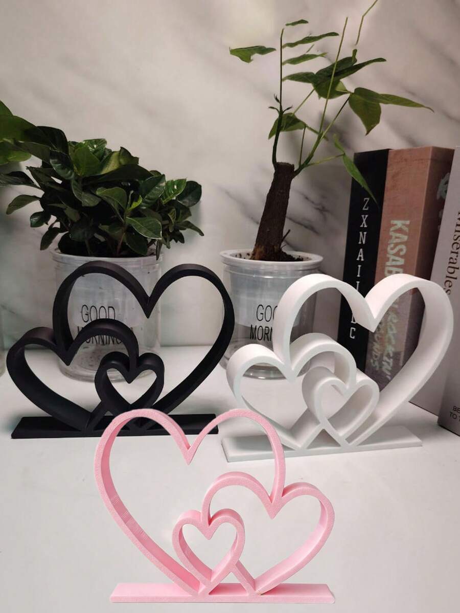 镂空心形创意家居装饰工艺品，爱心摆件，适用于婚礼、节日、母亲节、感恩节等各种场合。镂空心形设计使其成为壁炉架的完美装饰，也是情人节、母亲节、感恩节等节日的理想小礼物。 - 彩色 - 查看 1