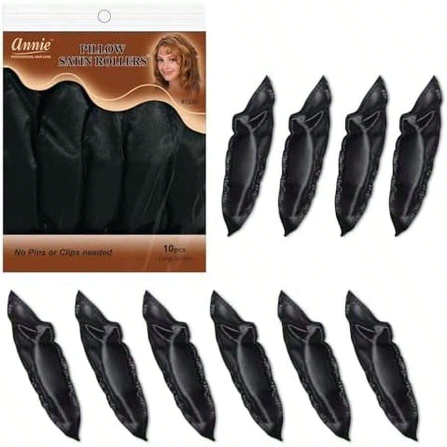 Annie Pillow Satin Rollers: 10Pcs Heatless Roller Set (Black) - / - 查看 1
