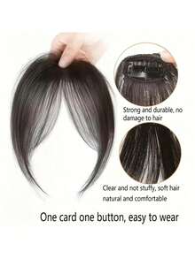 1 Piece Women's Clip-On Bangs-Heat-Resistant Synthetic Fiber, Natural Straight Hair Effect, Easy Clip-On Design, Suitable Daily, Work, Party, Date-Dense Texture Adds Layering, Suitable All Light Colors And All Kinds Of Hairstyles, Quick Modeling, Seamless Integration, Dedicated To Busy Women LQV2 - màu đen - Xem 4