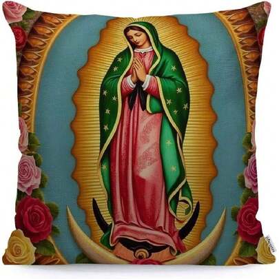 Funda de almohada Nuestra Señora Guadalupe Mexicana Santa Virgen María – Funda de almohada de lino suave para decoración de dormitorio, sala de estar, sofá, casa de campo, 18 x 18 pulgadas,38206243