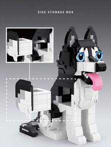 微粒哈士奇宠物狗积木套装，拼装玩具，节日礼物和桌面摆件 - 彩色 - 查看 2