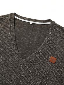 Men's Solid Color Short Sleeve T-Shirt, Personalized Graphic Design, Soft & Comfortable, Suitable For Daily Commute, Fashionable & Versatile - Brown - View 4
