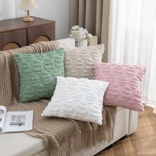 2件装绗缝刺绣毛绒抱枕套，复活节风格方形枕套，适用于家居装饰、客厅、卧室、沙发，四季皆宜。 - 米色 - 查看 3