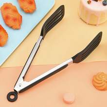 Stainless Steel & Silicone Tongs, Heat Resistant Food Clip, Kitchen Tongs For Barbecue, Pasta, Bread, Salad, Fruit - Multicolor - View 8