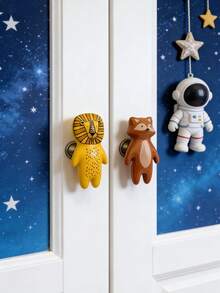 Cartoon Furniture Handles Animal Drawer Knob Ceramic Drawer Knobs Handles For Cabinets And Drawer Lion Panda Fox Baby Handle,Random Style