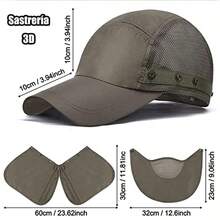 OpenHIALBERTO Sombrero para el Sol Unisex, Sombrero de Pesca con proteccin UV con Velo y proteccin para el Cuello con mosquitera para Pesca, Senderismo, Camping, Playa y Safari - azul oscuro - Ver 3