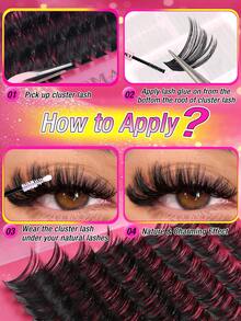 608/544PCS Cluster False Eyelashes, Single Eyelash Extension, D-Curl, 10-16mm DIY Eyelash Cluster, 30D+40D/50D+60D/80D+100D Waterproof False Eyelash Set, Super Thick, Makes Eyes Bigger, Easily Creates Natural Eye Makeup, Reusable, Suitable For Beginners, Weddings, Dates, Parties, Holidays, Perfect As A Gift, Eyelash Set Includes Eyelash Glue And Tweezers, Easy-To-Use Eyelash Cluster, Single Eyelash, False Eyelashes - Multicolor - View 12