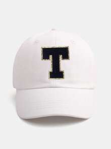 1PC Personalized Initial Letter Baby Baseball Cap (A-Z Options) - White Adjustable Daily Sun Hat For 3 Months To 2 Years, Toddler Cap With Brim - White - View 46