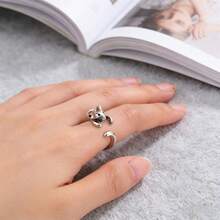 Creative Double Mouse Adjustable Alloy Ring Jewelry Accessory For Girls, Festival Gift - Silver - View 5