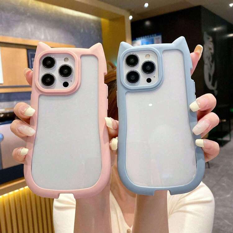 1个可爱黑/粉猫造型二合一保护壳/黑色可爱猫咪手机壳 - 粉色 - 查看 7