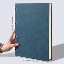 A4复古可替换内芯笔记本,绒面硬面封面 - 200页,带索引标签和横向页面,适用于日记、商业计划和旅行日志 - 硬面笔记本(A4尺寸),适用于学校用品和商务办公日记 - 彩色 - 查看 3