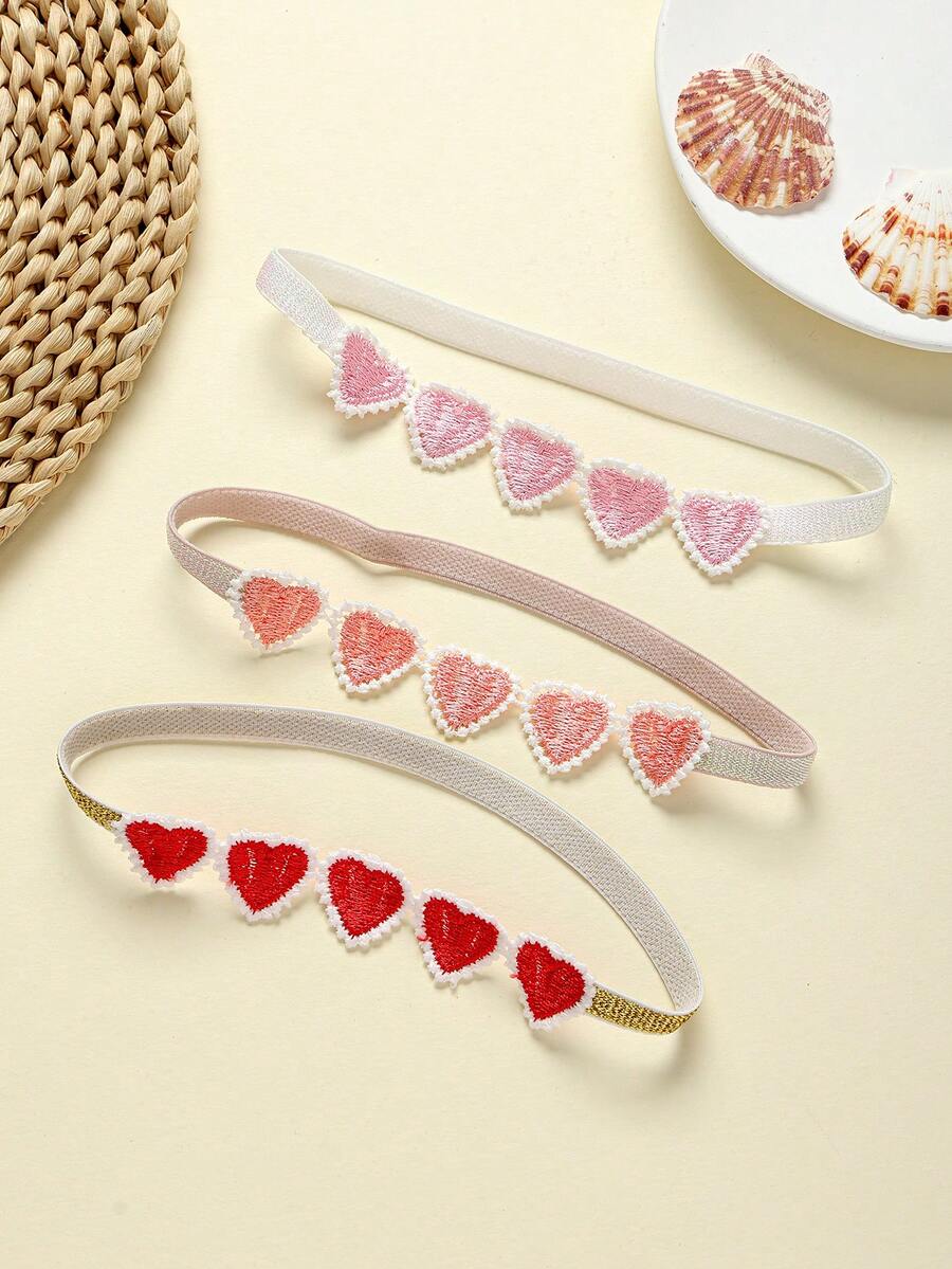 3个/套 超可爱婴儿发箍，心形设计，拍照完美，情人节好礼