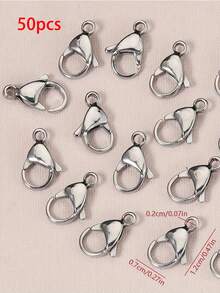 20/30/50pcs Stainless Steel Lobster Clasps, Secure Claw Connectors For Bracelet Necklace Chain, DIY Jewelry Making Supplies