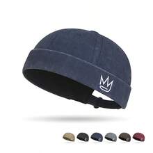 时尚休闲纯色水洗牛仔男女通用针织帽，防风针织帽，水手帽，秋冬款 - 水洗 - 查看 8