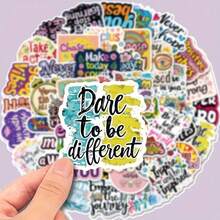 100 Inspiration Quotes Stickers, Cartoon Style Inspirational Stickers, Self-Adhesive Reusable, Matte Surface, Suitable For Laptops, Guitars, Luggage, Skateboards, Etc - Multicolor - View 4