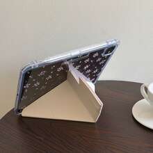 韩式花卉图案iPad保护套，亚克力材质，适用于iPad第11代、iPad Pro 2025新款、iPad Air 7/6、第10代、11英寸，可爱平板电脑保护套，带笔槽，防弯曲 - 粉色 - 查看 12