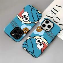 Funda para teléfono Cookie Monster Dreaming Compatible con fundas para teléfonos   17  16 Pro Max  15 Pro Max  13 y  12 Diseño divertido y vibrante con Cookie Monster y una galleta Duradero a prueba de golpes y elegante Una excelente opción para familiares, amigos, seres queridos, novios/novias y regalos de Navidad y Año Nuevo - Blanco - Ver 4