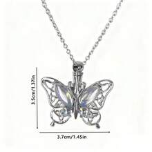1pc Butterfly Ashes Urn Ashes Knot Necklace Commemorative Pet Funeral Supplies Jar - Silver - View 2