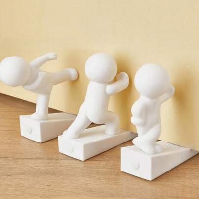 Tope de puerta de Kung Fu lindo - Cuñas de puerta de plástico resistente decoradas con patrones de personajes de Kung Fu lindos. Cuenta con una almohadilla de protección de piso en la parte inferior de la puerta, fácil de instalar, adecuado para hogares con mascotas y de larga duración. Ideal para topes de puerta de entrada del hogar y paredes de protección de puertas.