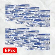 1pc/4pcs/6pcs Geometric Fish School Pattern Linen Placemats, Suitable For Dining Table, All Season Decor, Modern Washable Table Mats, Room Decor, Coasters, Kitchen Dining Mats, Indoor Outdoor Party Decoration, Home Decor, Ideal Gift - Multicolor - View 12
