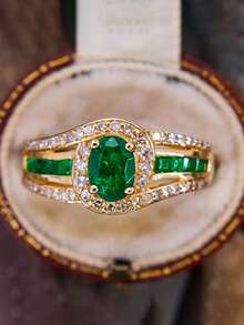 1 pieza Anillo con dije con circonita cúbica incrustada, adecuado para mujeres, puede usarse como regalo de boda o Día de San Valentín - Amarillo Oro - Ver 2