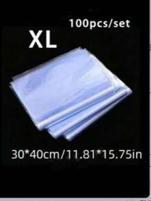 100pcs PVC Heat Shrink Bags, Transparent Sealing Film, Size 25x35cm/30x40cm, Dust-Proof, Suitable For Packaging, Storage, Home And Office